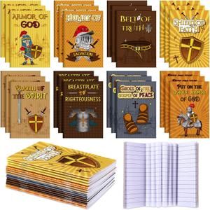 Sumind 24 Pieces Armor of God Notebooks Bulk Bible Verse Motivational Pocket Notepads Medieval Knight Party Favors Christian Religious Gifts for Sunday School Church Kids Classroom Rewards, 8 Style