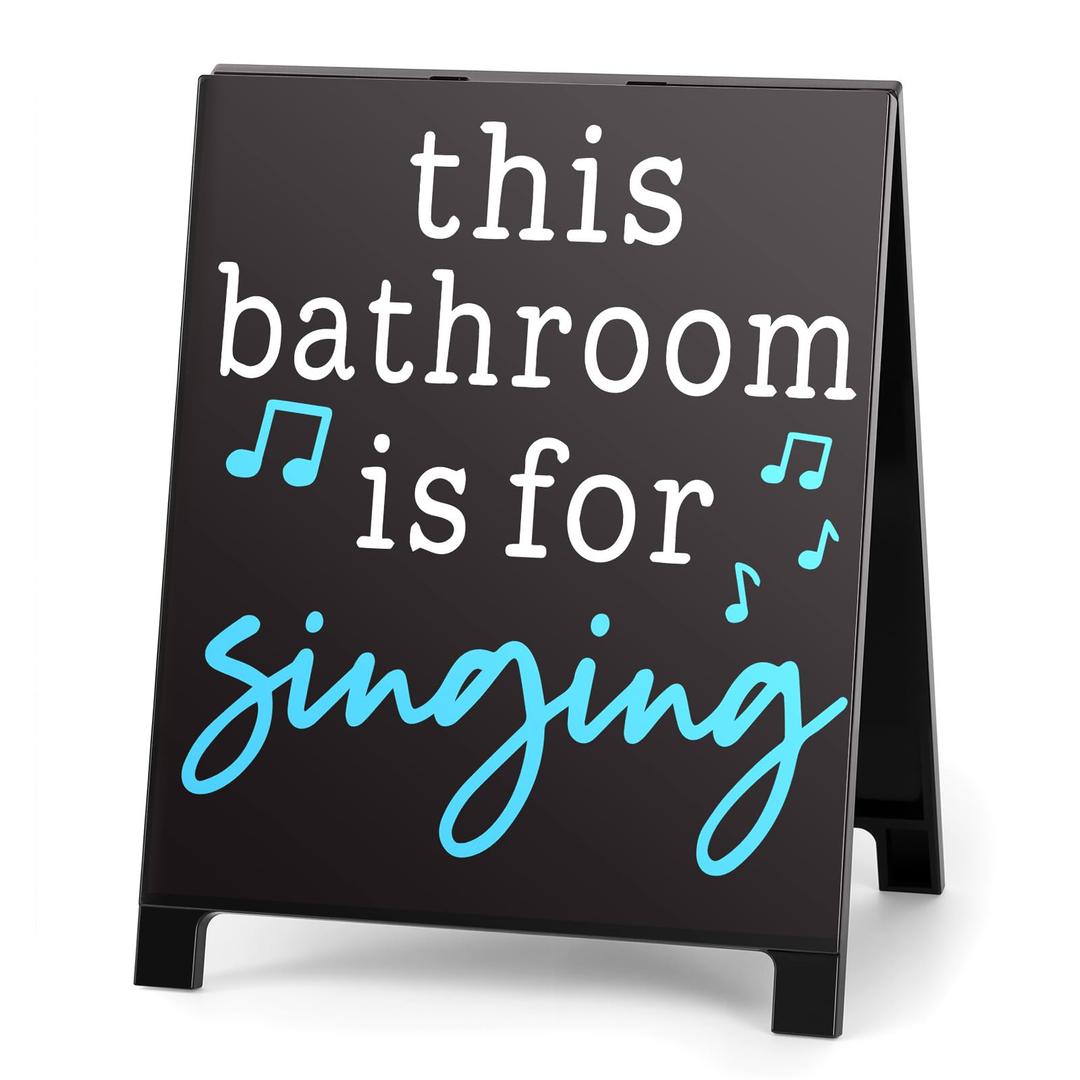 Bathroom Is for Singing Funny Bathroom Decor Reminder Decorative Sign Humorous Vanity Sign for Home Hotel Airport Restroom Toilet Gag Fun Gift for Coworkers Friends White Elephant Gifts