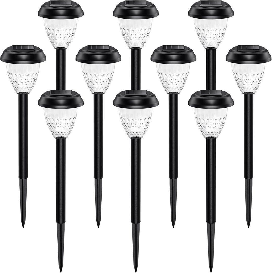 URAGO Super Bright Solar Lights Outdoor Waterproof-10 Pack, Dusk to Dawn Up to 12 Hrs Solar Garden Lights Outdoor Pathway Auto On/Off, LED Landscape Decorative Lighting for Walkway Patio Yard Outside