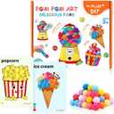 YPLUS Pompoms Art Crafts Kits, Toddler DIY Sensory Montessori Activities Box for Kids Ages 3+, Finger Motor Art Supplies - Theme Food