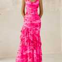 PRETTYGARDEN Maxi Dresses for Women 2026 Summer Tiered Floral Beach Sundress Spaghetti Strap Spring Wedding Guest Long Dress (Pink, XL)