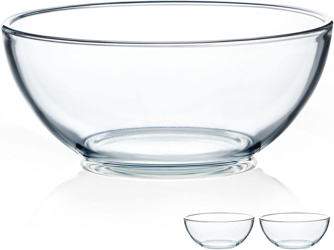 NUTRIUPS 8 Inch Tempered Glass Bowls 2 Pack, 50oz Pho Bowls, Clear Glass Soup Bowls for Kitchen Microwave and Oven Safe