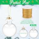 Wettarn 50 Pcs 3.15 Inch Christmas Plastic Fillable Ornaments, Transparent DIY Craft Rainbow Ball with Lid and Rope, Xmas Hanging Ornament for Party Wedding Home Decor (Clear)