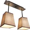 Facon RV Pendent Dining-Room Lamp with 2 Replaceable Bulbs(Included), 12V Interior Light with Switch for RV Motorhome Camper Trailer, Square Brown Fabric Shape