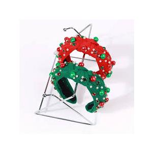 Christmas Headbands for Women - Red, Green, Pearl, Rhinestone, Crystal Jeweled, 2 Pack  (Red, Green)