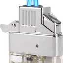 Coldown Butane Lighter Insert, Windproof Gas Lighter with Dual Torch Jet Flame Adjustable and Fuel Refillable, Unique Gifts for Men (Fuel No Included)