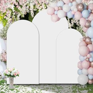 Wedding Arch Covers Stretchy Backdrop Fabric Set of 3,Round Top Decoration Arch Spandex Balloon Backdrop Stand for Birthday Party Baby Shower Wedding 7.2FT,6.6FT,6FT White