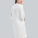 KYAL Women's Denim Short Summer Dress V-Neck Mid-Sleeve Shift Casual Relaxed Beach Party Flowy Dress (White, M)
