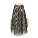 Clip in Hair Extensions Curly One Piece 4 Clips Black mix Blonde Hair Extension Clip ins 20 Inch Natural V-Shaped Thick Synthetic Hairpieces for Women