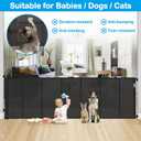Reinforced 42" Tall X 120" Extra Wide Retractable Baby Gate Extra Long Baby Gates for Large Openings Prevent Kids and Pets from Jumping Over Retractable Pet Gate Reinforced Puppy Gates for Dogs, Black