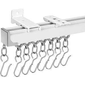 Ceiling Curtain Track, 6–9 ft, Wall-Mountable Curtain Track, White
