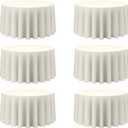 BRILLMAX 6 Pack Ivory Round Tablecloths 120 Inch for 60 Tables - 150 GSM Polyester Fabric, Floor Length Drop, Water, Stain & Wrinkle Resistant Cloth Cover for Wedding Reception Banquet Dining
