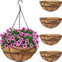 8 Pack Metal Hanging Planter Basket Huge 12 Inch Hanging Flower Pot Basket & Coco Coir Liner for Indoor/Outdoor Garden Décor, Perfect for Home, Garden, Patio, Deck (Black)
