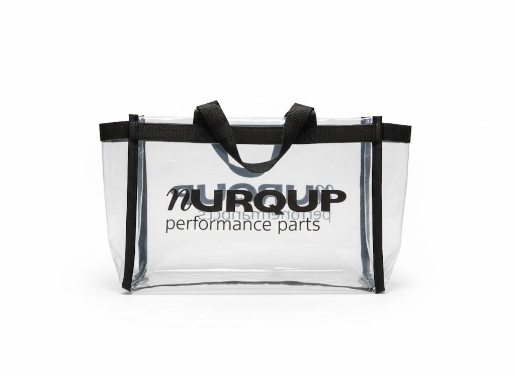 Medium Clear bags, black straps, black logo, 10 pack