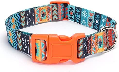 Pimaodog Dog Collar for Small Medium Large Dogs, Adjustable Soft Puppy Collars with Quick Release Buckle Walking Running Training (M, Maya)