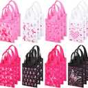 Faccito 24 Pcs Breast Cancer Gift Bags Pink Ribbon Gift Bag with Handles Pink Ribbon Tote Bags Reusable Breast Cancer Awareness Bulk Item for Women Nurse Breast Cancer Survivor Party Gift