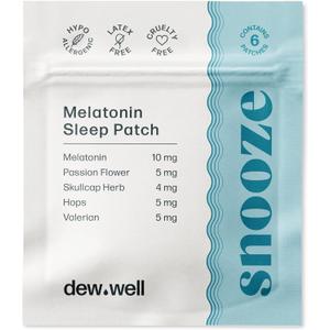 Dew Well Wearable Melatonin Sleep Patches - 6 Count - Natural Nighttime Support & Self Care - Latex-Free Hypoallergenic Sleep Support Patch - Pill-Free Alternative to Medications