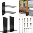 4 Pack Post Base for Concrete,Heavy Duty Deck Post Bracket - Black Base Brackets for Deck Railing, Wet Concrete Fence Post Holder for Deck, Mailboxes, Wood Gazebo