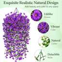 Artificial Flowers for Outdoors, Fake Hanging Flowers for Decoration, UV Resistant Artificial Outdoor Plants, 2 Pcs Artificial Petunias for Outdoors Garden Patio Porch Yard Decoration, Purple