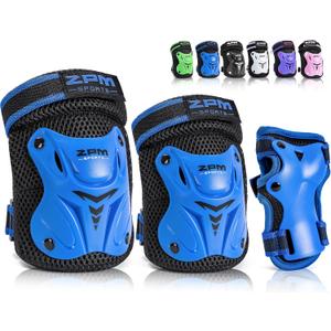 2PM SPORTS Knee Pads for Kids, Wrist Guards Knee and Elbow Pads Set with Drawstring Bag, Protective Gear Set for Girls Boys Roller Skating Cycling Skateboard