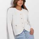 Caracilia Women's 2025 Fall Cardigan Sweaters Knitted Dressy Casual Jackets Trendy Outfits Ivory White XL (XL)