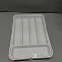 Aujen Silverware Organizer - Expandable Kitchen Drawer Organizer, Adjustable Utensil Organizer, Cutlery Tray for Forks, Knives, Multipurpose Kitchen Organizers and Storage Solution, White, Medium