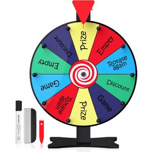 12 Inch Spinning Wheel for Prizes - Prize Wheel, 10 Slots Color Spinner with Stand, Table Prize Wheel Spinner for Trade Shows, Carnivals, and Home Game (12 inch)