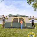 FanttikOutdoor Zeta C10 Pro Camping Tent 10 Person Instant Cabin Tent Setup in 60 Seconds with Rainfly & Windproof Portable with Carry Bag for Family Camping & Hiking, Upgraded Ventilation, Green