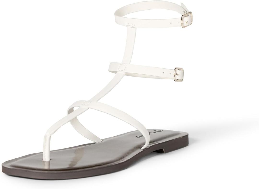The Drop Women's Casper Gladiator Thong Ankle Sandal (7.5, Cream)