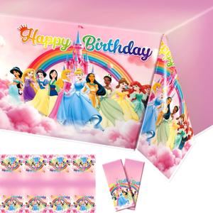 Princess Table Cloth, Princess Birthday Party Decorations, 70 * 43 Inches Waterproof Plastic Once Upon A Time Birthday Party Tablecloth for Girls