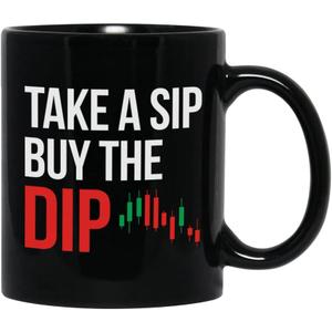 Bubble Hugs Stock Trader Coffee Mug 11 oz, Take A Sip Buy The Dip Stock Market Gift Cup Funny Idea for Traders Brokers Financial Adviser Investor, Black