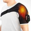Cordless Shoulder Heating Pad with Massage, FSA Eligible HSA Approved Heated Shoulder Brace Wrap with Vibration, Shoulder Massager Rotator Cuff Heating Pad for Office Home Travel (Black)