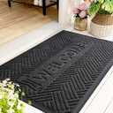Mibao Front Door Mat Outside Entrance, Durable Outdoor Indoor Mat, Low Profile Heavy Duty Doormat, Non-Slip, Traps Dirt and Moisture, Easy Clean Patio Porch Entryway Mat, 29.5" x 17", Grey (1'5" x 2'6" (Rectangular))