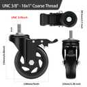 Caster Wheels 5 Inch, Swivel Threaded Stem Casters Set of 4 Heavy Duty 2400lbs, UNC 3/8" -16 x 1 (Stem Diameter 3/8", Stem Length 1") Locking Casters Wheels Black