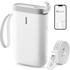 DEEPIN Label Maker Machine Portable Bluetooth Label Maker with Tape, Thermal Label Printer Multiple Templates for Phone, Mini Label Sticker Printer for Business Office Organization (Grey)