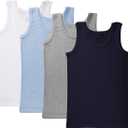 Brix Boys’ Undershirt Tank Top – 100% Cotton 4Pack Sleeveless Super Soft Tees. Boys 11/13