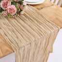 Sand Cheesecloth Table Runner 10FT Rustic Sheer Gauze Table Runners 120 Inch Boho Cheese Cloth Table Decorations for Wedding Party Bridal Baby Shower Home Decor