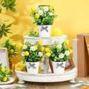 Nitial 6 Pcs Lemon Centerpiece for Tables 7.75 Inch Artificial Lemon Kitchen Decorations Mini Fake Fruit Potted Plant Spring Summer Farmhouse Decor for Indoor Outdoor Living Room Home