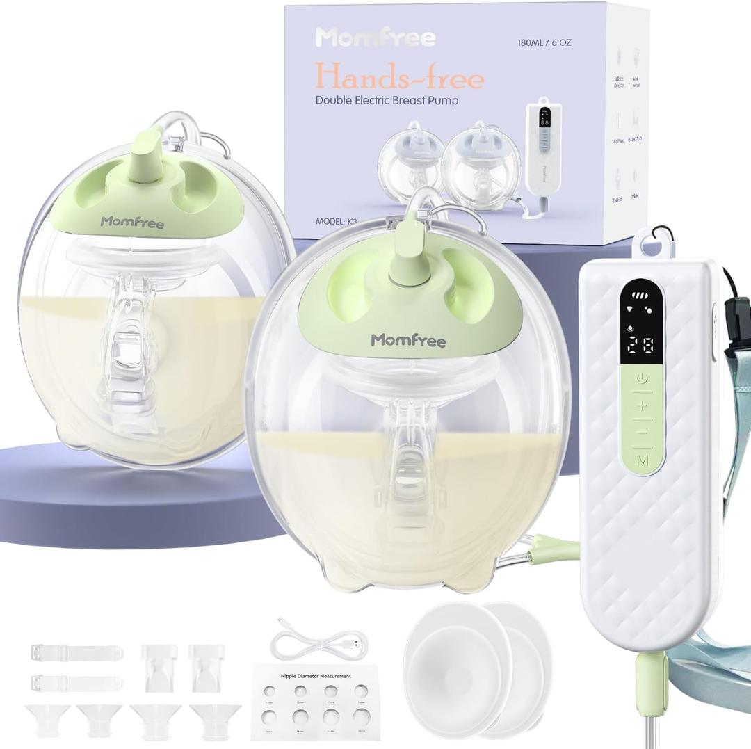 Hands Free Breast Pump K3, Portable Breastfeeding Pumps With Modes & 9 Levels, 3 Fine-Tuned Rhythms, Leak-Proof & Low Noise Double Seal Flange 15-24 Mm (Green)