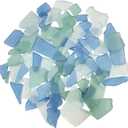 Sea Glass for Crafts, 14oz Seaglass Pieces Decor Flat Frosted Sea Glass Vase Filler Crushed Sea Glass for Beach Wedding Party Decor Home Aquarium Decor DIY Art Craft Supplies (Caribbean Blue) (1-2 inch)