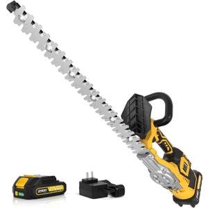 Hedge Trimmer Cordless(Battery & Charger Included), Electric Handheld Bush Shrub Trimmer, 20'' Edge Trimmer with 3/4'' Cutting Capacity & 3000RPM & BRUSHLESS, Compatible with Extension Pole, 4.4LBS