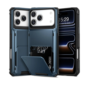 TOPAUX for iPhone 17 Pro Wallet Case 5 Credit Card Holder Flip Cover Secure Back Pocket ID Slot Compartment Dual Layer Shockproof Bumper Anti-Scratch Protective Hard Shell for iPhone 17 Pro Navy Blue