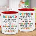 Retirement Gift - Retired Mug - Christmas Gift For Grandma, Mom - Retired Under New Management See Grandkids For Details Mug - Happy Retirement Cup For Women, Coaster, Spoon
