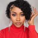 Headband Wig Human Hair Wigs for Black Women Short Curly Human Hair Put on and Go Glueless Wig Natural Black Curly Headband Wigs 8inch
