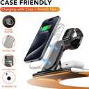3 in 1 Charging Station for iPhone 17 - Wireless Charger for Apple Devices for iPhone 17 16 15 14 13 12 11 Pro Max - Foldable Wireless Charging Station Dock Stand for Apple Watch Series & AirPods (Black)