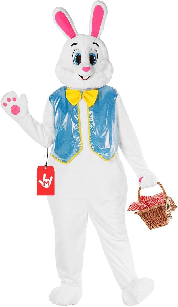 Morph Easter Bunny Costume Adult Rabbit Mascot Dungarees Suit for Easter Costumes Celebrations and Events XL