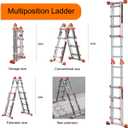 LANBITOU Ladder, A Frame 4 Step Ladder Extension, 14 FT Anti-Slip Multi Position & Storage Folding Ladder, 330 lbs Security Load Telescoping Aluminum Ladders for Stairs Home Indoor Outdoor Roof