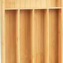 LotFancy Bamboo Kitchen Drawer Organizer, 9.5 Inch Silverware Tray for Small Drawer, Utensil Organizer for Cutlery, Fork, Spoon Storage (5 Slots, Natural)