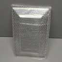 FOCUSLINE 8 PCS Plastic Serving Trays for Party, Clear and Gold Rim Serving Platters and Trays, Premium Plastic Fruit Tray, Disposable Platters for Cupcake, Dessert, Appetizers