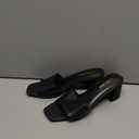 PIZZ ANNU Women's Square Open Toe Heels Sandals Low Block Chunky Heeled Sandal Slip on Mules Comfortable Casual Dress Pumps Shoes (7, Black)